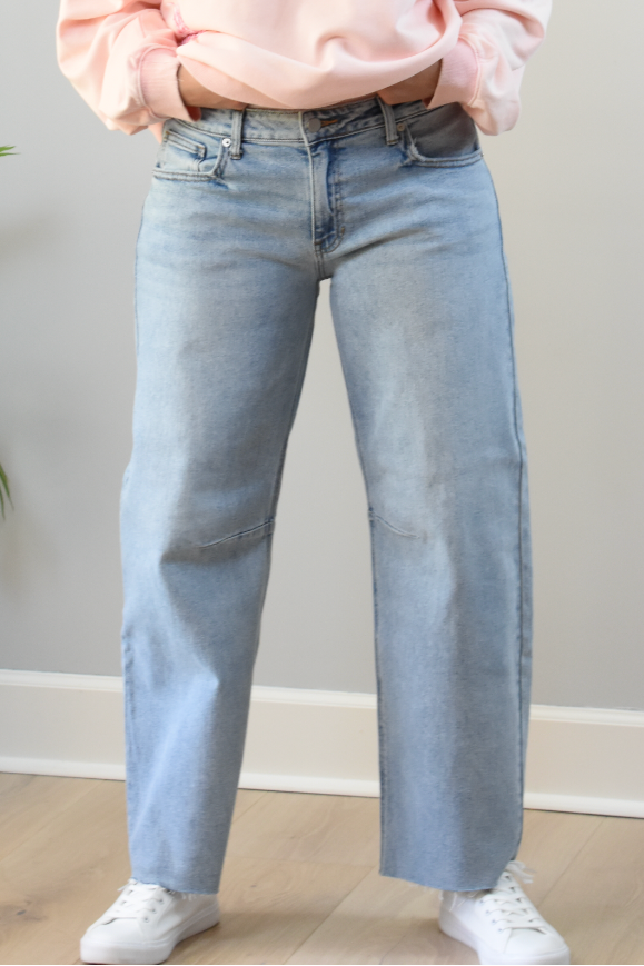 Light-Wash Barrel Jeans