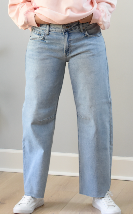Light-Wash Barrel Jeans