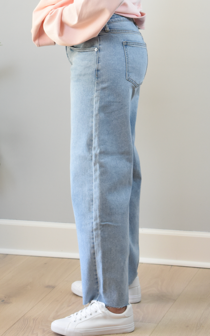 Light Wash Barrel Jeans — relaxed sculpted denim silhouette with mid rise from Justyna Grace Boutique.