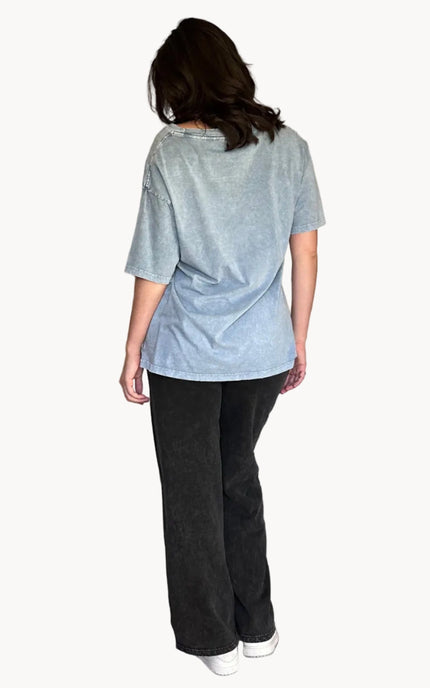 Women’s oversized vintage graphic tee made from garment-dyed cotton