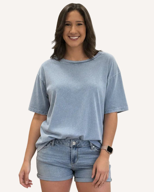 Women’s oversized vintage graphic tee made from garment-dyed cotton