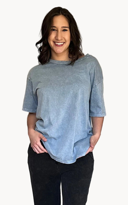 Women’s oversized vintage graphic tee made from garment-dyed cotton