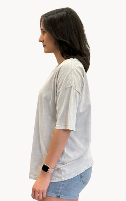 Women’s oversized vintage graphic tee made from garment-dyed cotton