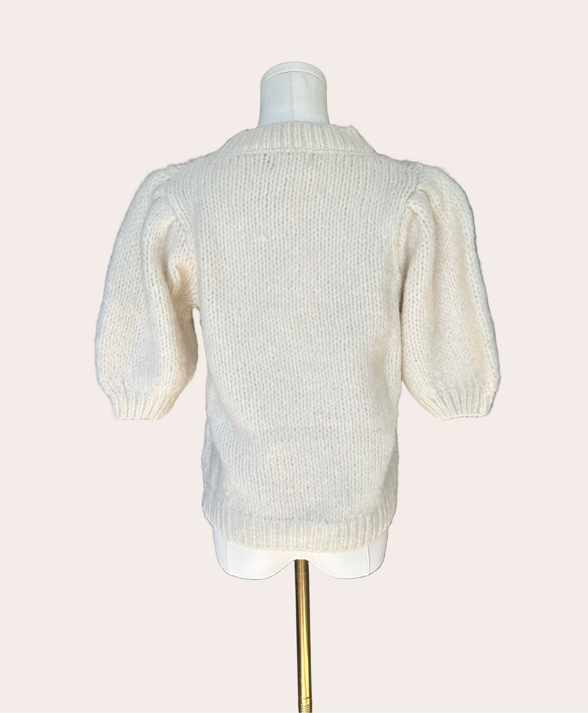 Puff Sleeve Knit Sweater — soft cozy knit with gentle sleeve volume and fitted cuffs from Justyna Grace Boutique.
