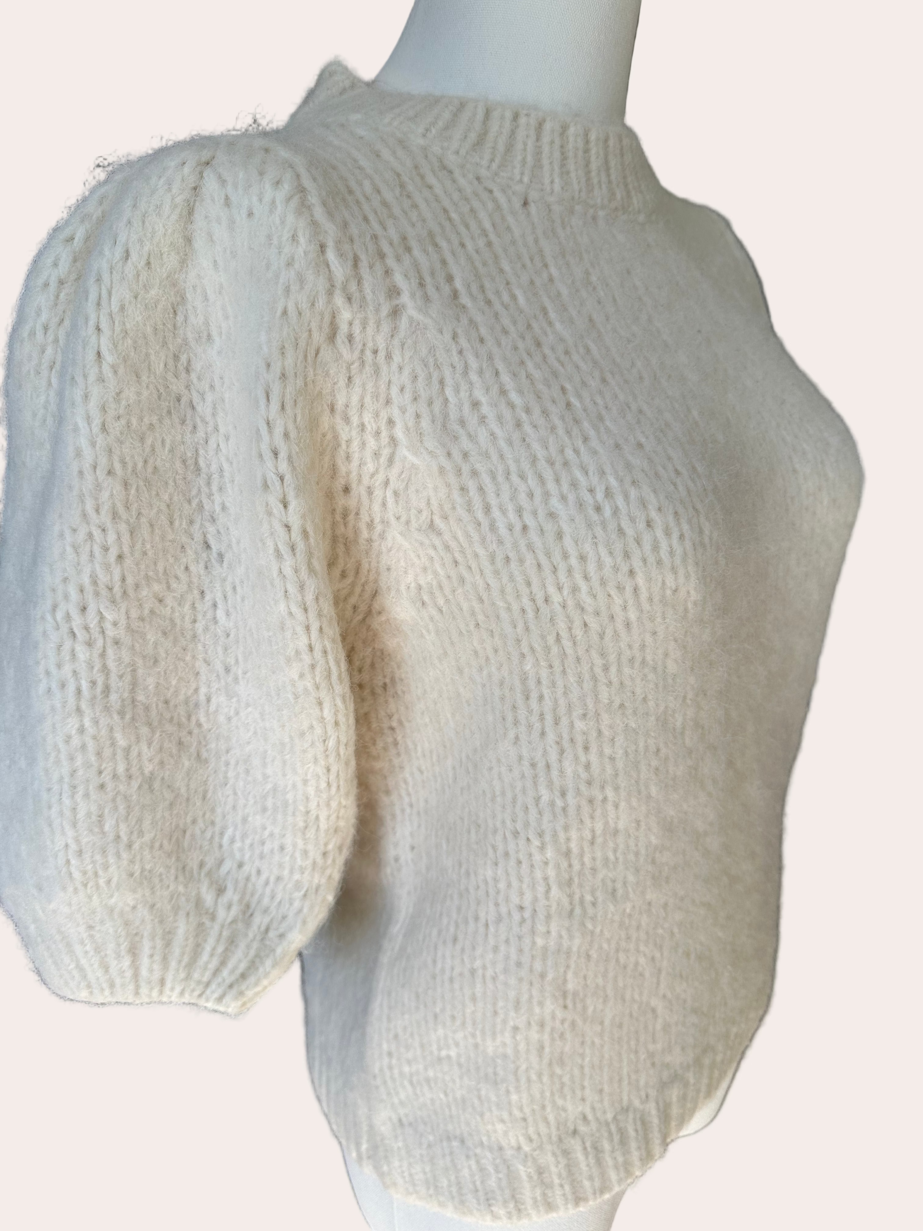 Puff Sleeve Knit Sweater — soft cozy knit with gentle sleeve volume and fitted cuffs from Justyna Grace Boutique.