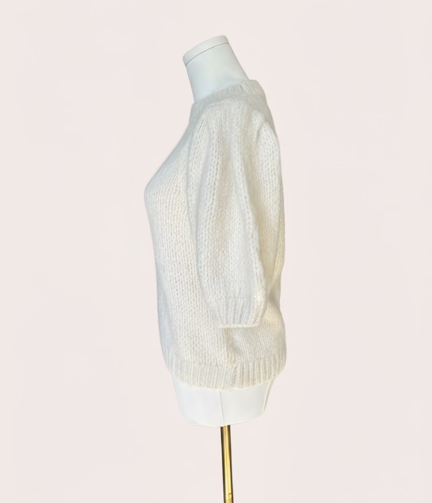 Puff Sleeve Knit Sweater — soft cozy knit with gentle sleeve volume and fitted cuffs from Justyna Grace Boutique.