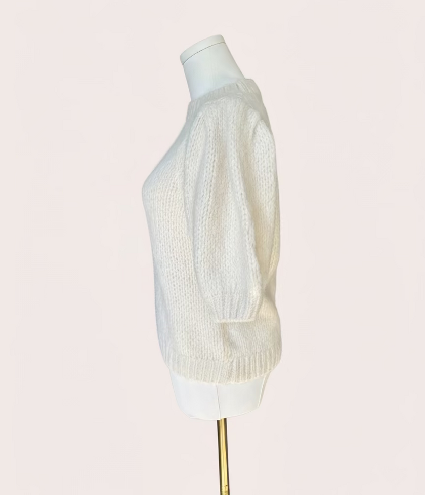 Puff Sleeve Knit Sweater — soft cozy knit with gentle sleeve volume and fitted cuffs from Justyna Grace Boutique.