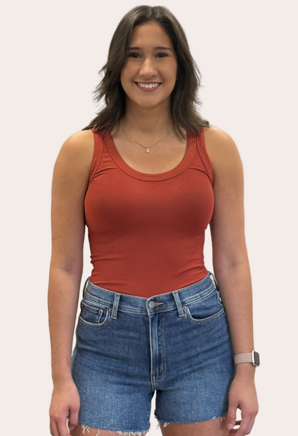 Reversible Ribbed Tank — fitted ribbed knit top with reversible scoop and crew necklines from Justyna Grace Boutique.