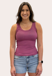 Reversible Ribbed Tank — fitted ribbed knit top with reversible scoop and crew necklines from Justyna Grace Boutique.