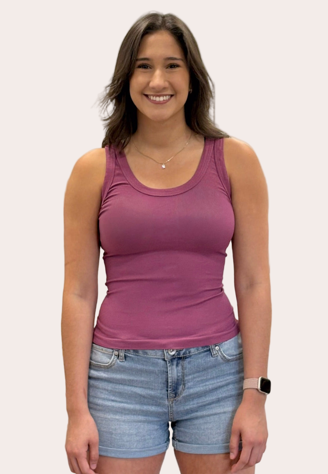 Reversible Ribbed Tank — fitted ribbed knit top with reversible scoop and crew necklines from Justyna Grace Boutique.