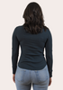 Ribbed Long Sleeve Top — slim-fit cotton blend top with crew neckline and rounded hem from Justyna Grace Boutique.