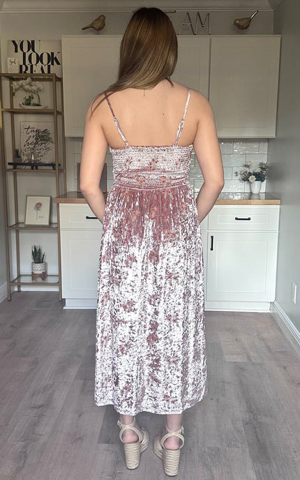 Rosalie embroidered velvet dress styled for an elevated occasion look