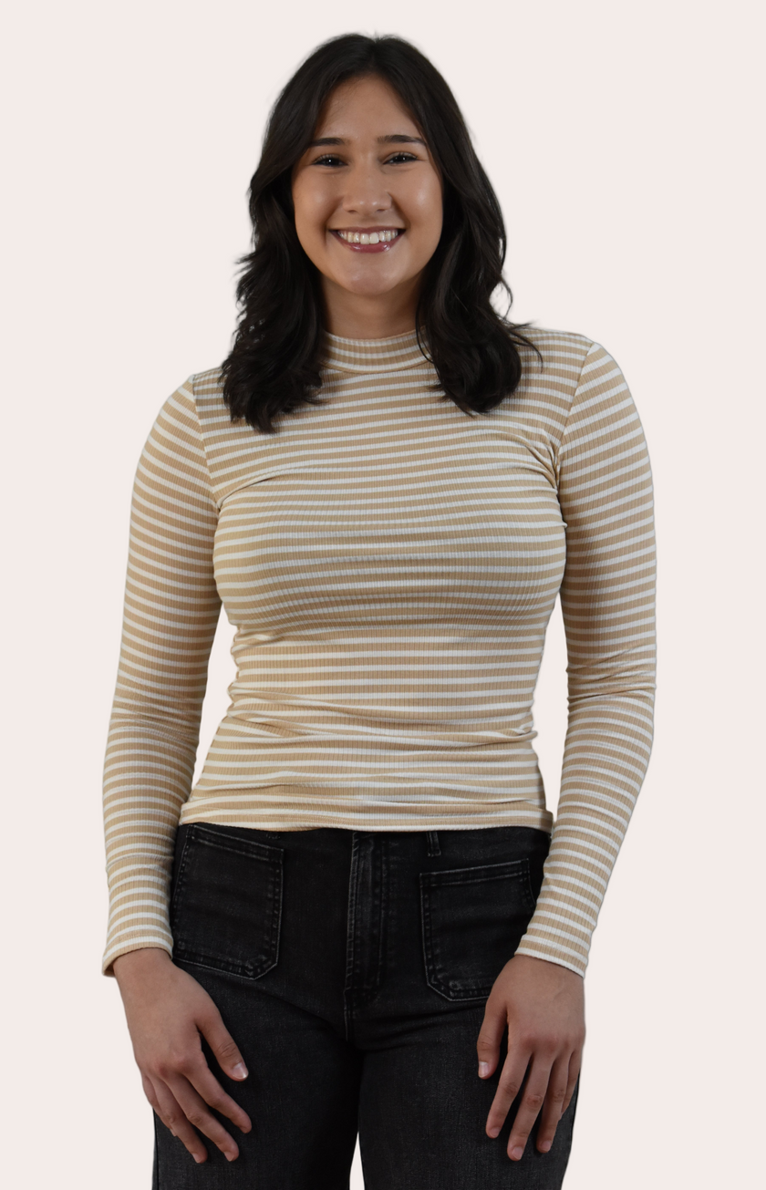 Striped Mock Neck Top