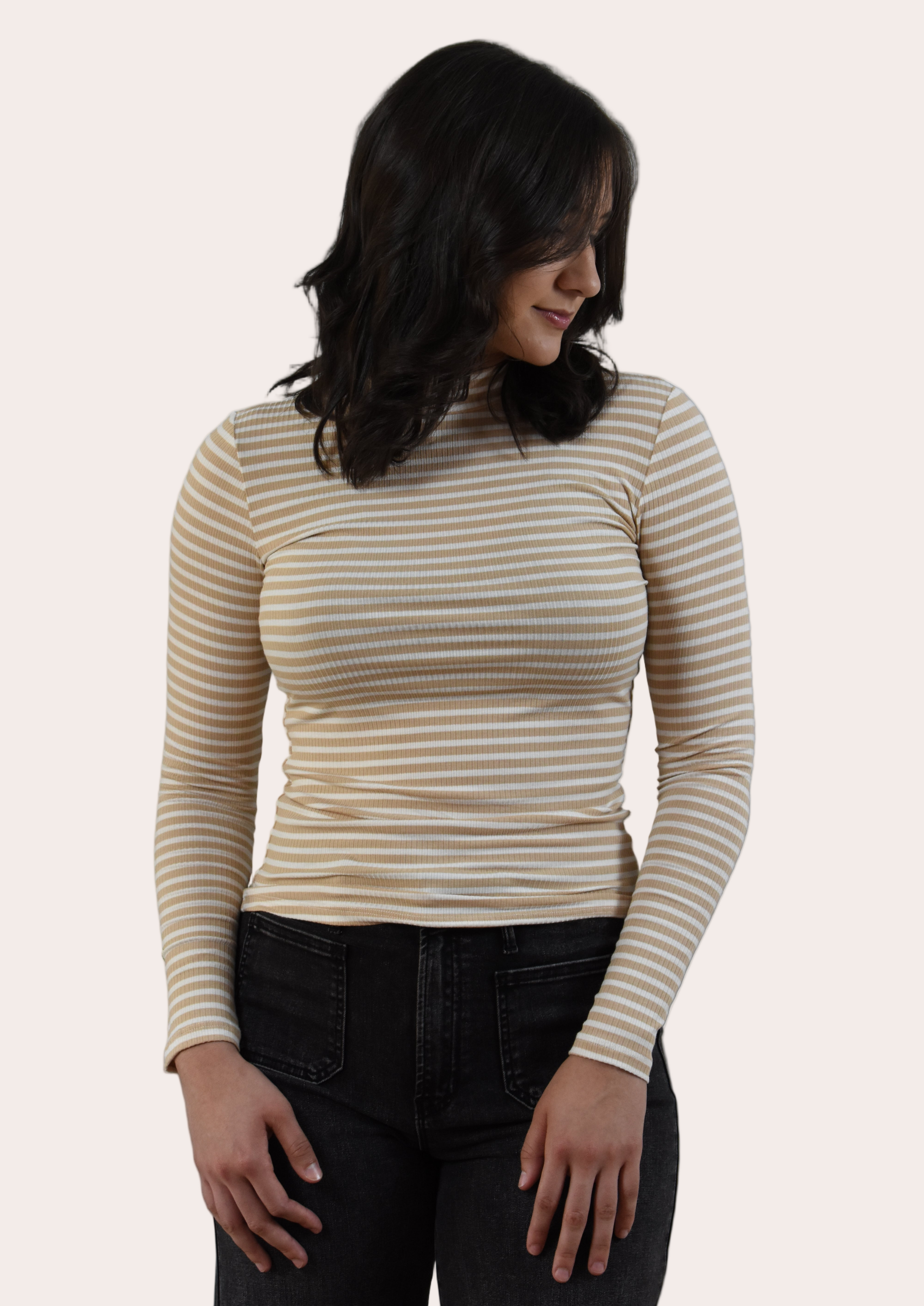 Striped Mock Neck Top