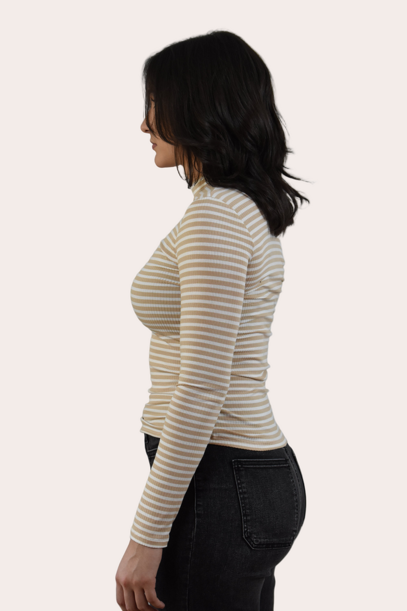 Striped Mock Neck Top