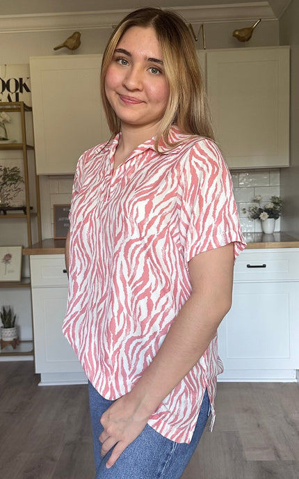 Safari Lines Polo featuring polo-style button neckline