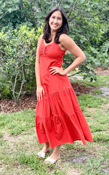 Lightweight 100% cotton maxi dress with sweetheart neckline and adjustable spaghetti straps