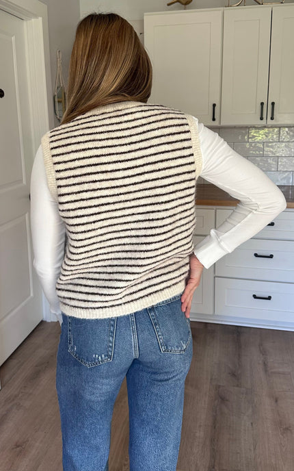 Sleeveless textured knit vest with soft wool-like finish