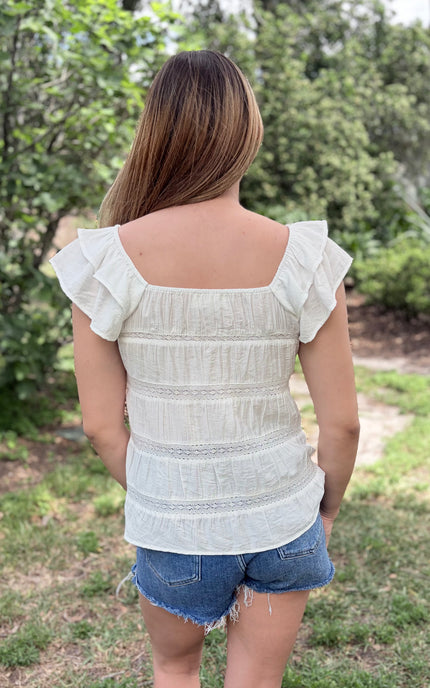 Back view of tiered ruffle top
